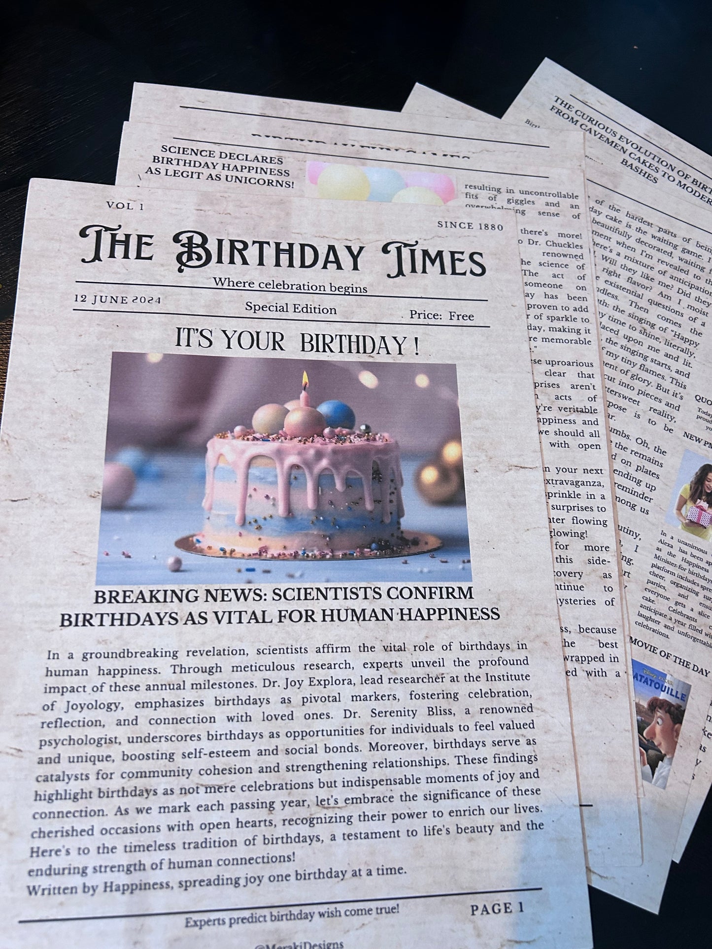 [Customisable] Exclusive Birthday Edition Newspaper – Printed Copy